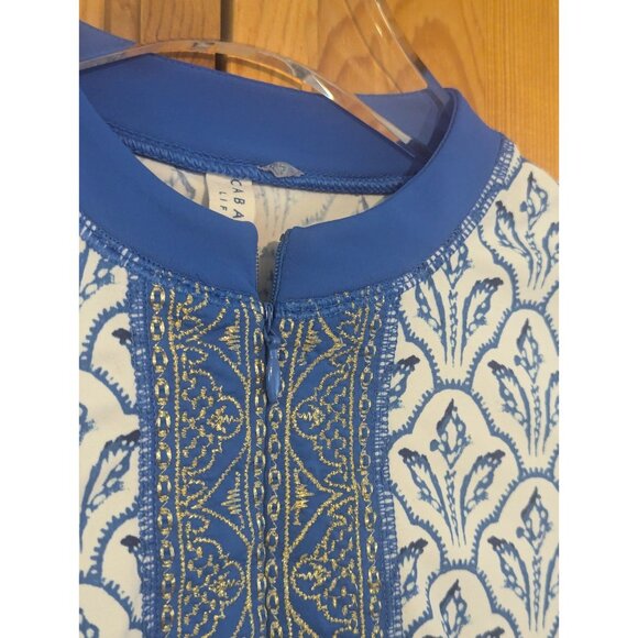 Cabana Life Girls Rash Guard Size 10 Swim Shirt Blue Embroidered Long Sleeve - Picture 4 of 15